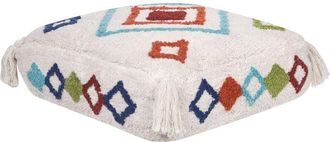 Beliani Beliani - Coj&iacute;n De Suelo De Algod&oacute;n Cuadrado Motivo Geom&eacute;trico Diamantes 55 X 55 X 20 Cm Blanco Multicolor Seerani