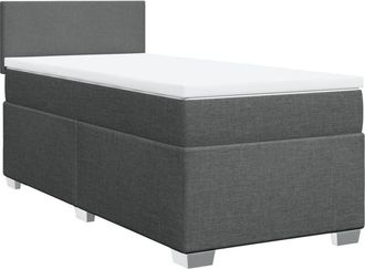 vidaXL Vidaxl - Cama Box Spring Con Colch&oacute;n Tela Gris Oscuro 90x190 Cm