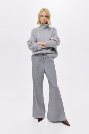 H&M Flared Drawstring Trousers in Gray Melange at Nordstrom, Size Xx-Large