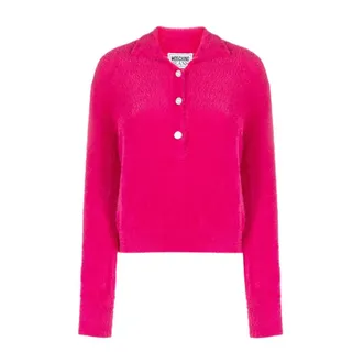 Moschino V-neck Knitwear, female, Pink, Size: M V-neck Knitwear