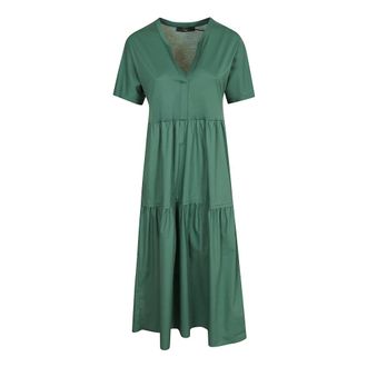 Max Mara Midi Dresses, female, Green, Size: XS Wkdcapsula Cotton Jersey Ruffle Dress