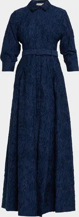SIMKHAI Courtney Belted Organza Jacquard Gown