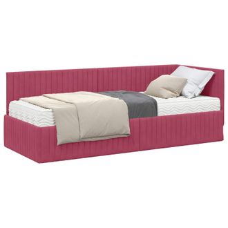 vidaXL Estructura De Cama Esquina Con Colch&oacute;n 2 Pcs Verde Terciopelo Vidaxl