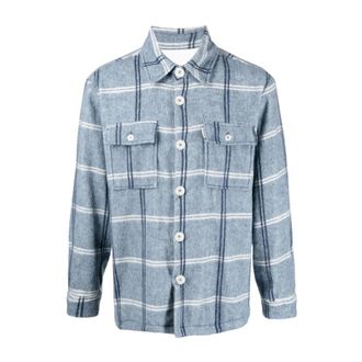 Family Fir$t Milano Giacca Lana - Heren - Casual Overhemden - Blauw - S - Wol - Overhemden