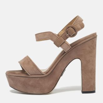 PAUL ANDREW Beige Suede Stanton Ankle Strap Sandals