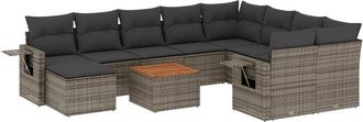 vidaXL Set De Sof&aacute;s De Jard&iacute;n 11 Pzas Y Cojines Rat&aacute;n Sint&eacute;tico Gris Vidaxl
