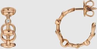 Gucci Horsebit Diamond 18k Hoop Earrings, Rose Gold, Rose Gold