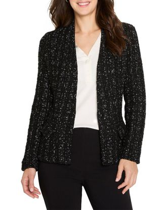 Nic+Zoe Nic+Zoe Petite Metallic Grid Knit Jacket