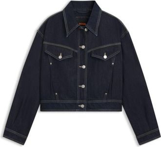 BOSS Regular-fit trucker jacket in rinse-washed denim
