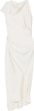 Victoria Beckham Off White Crew Neck Midi Dress