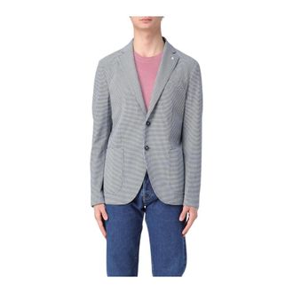 Manuel Ritz Blazers, male, Blue, Size: 3XL Blue Gingham Check Blazer