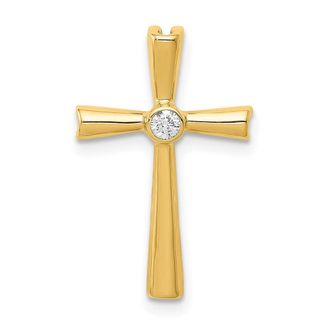 Diamond2Deal 10k Yellow Gold AA Diamond Cross Pendant