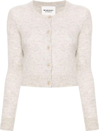 Isabel Marant Nity brushed-effect cardigan - women - Alpaca Wool/Elastane/Polyamide - 40 - Neutrals