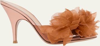 Gianvito Rossi 95mm Flower Plexi Mule Sandals