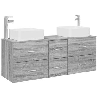 vidaXL Juego De Muebles De Ba&ntilde;o 3 Uds. Sonoma Gris 49,5 X 41 X 63 Cm Vidaxl