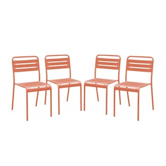 Sweeek Silla de jard&iacute;n bistr&oacute; de acero, set de 4, rosa tostado