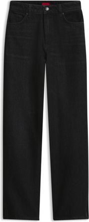 HUGO BOSS Straight-fit jeans in black Japanese denim with slits