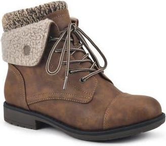 White Mountain Duena Faux Shearling Trimmed Hiking Boot in Tobacco/fabric/fleece at Nordstrom Rack, Size 6.5