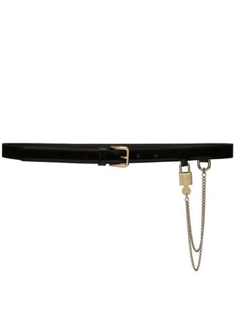 Dolce & Gabbana chain-link patent leather belt - women - Calf Leather - 85 - Black