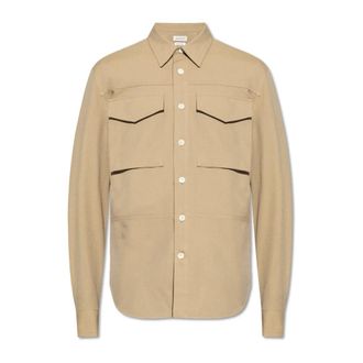 Alexander McQueen Alexander McQueen, Casual Shirts, male, Beige, Size: M Cotton shirt