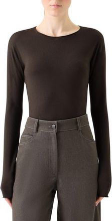 Akris Wool Crewneck Top in Bark at Nordstrom, Size 16