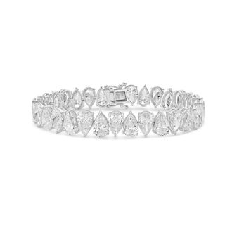 Diana M. Jewels 14kt white gold lab grown pear diamond alternating tennis bracelet featuring 34 IGI certified stones weighing total of 35.62 cts