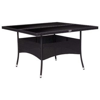 Berkfield Home Outdoor Dining Table Black Poly Rattan & Glass