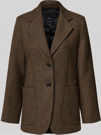 Mango Blazer aus Woll-Mix mit Viskose-Anteil Modell PIPER in Dunkelbraun, Gr&ouml;&szlig;e XS