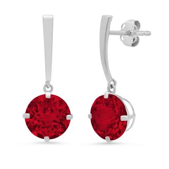 MAX + STONE 14k Yellow or White Gold 8mm Solitaire Gemstone Round Drop Dangle Earrings