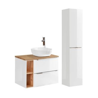 Petits Meubles Set mueble lavabo 2 nichos y columna estratificado Blanco