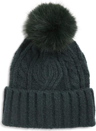Treasure & Bond Cable Stitch Pom Beanie in Green Gables at Nordstrom