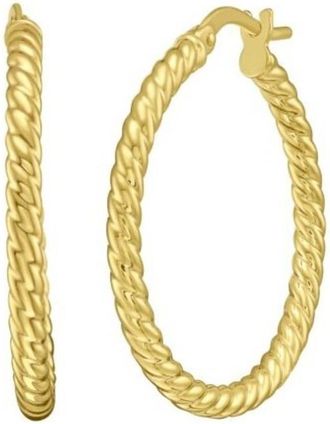 Tresorra 14K Yellow Gold Twisted Medium Hoop Earrings