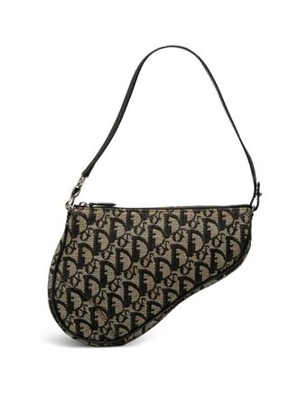 Dior 2002 Mini Diorissimo Canvas Saddle Pochette shoulder bag - women - Canvas - One Size - Black