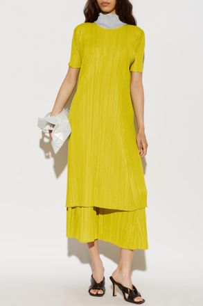 Pleats Please Issey Miyake Pleated Dress, Womens, Green