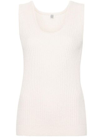 Toteme Ribgebreide top - Beige