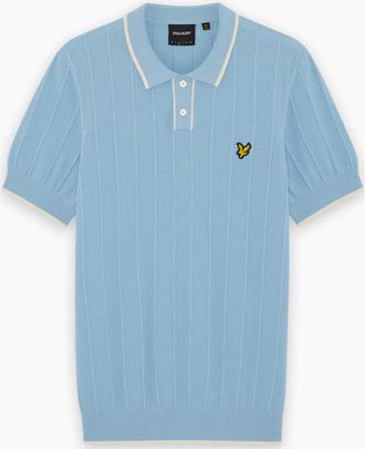 Lyle & Scott Mens Lyle & Scott Tipped Pique Knitted Polo CHALK BLUE - Size: 40