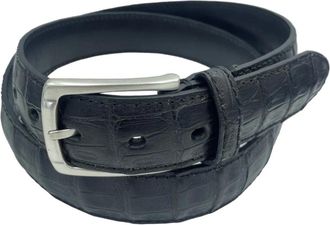 Paolo Vitale Krokodillenleren Riem - unisex - Riemen - Zwart - 85 CM - Leer - Accessoires