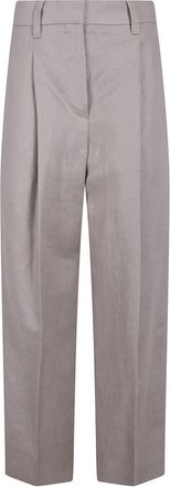 Brunello Cucinelli Wide Broeken - Dames - Wijde Broeken - Beige - M - Broeken