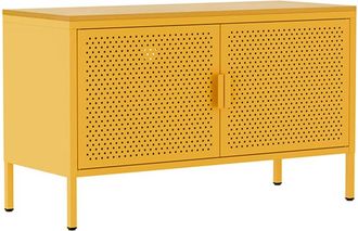 Oviala Aparador moderno de 2 puertas l100 cm en metal amarillo