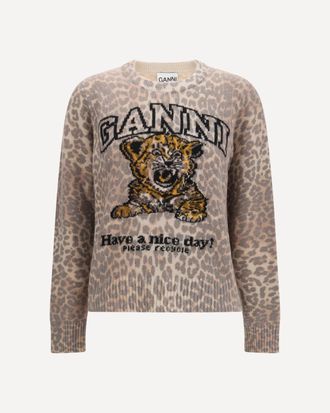 Ganni Tiger-print Sweater Female XS