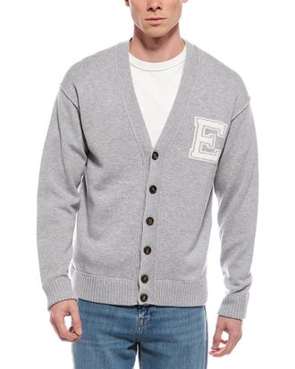 Eleventy Jacquard Wool Cardigan