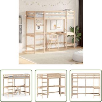 vidaXL Scrivania - Letto Soppalco con Scrivania 80x200 cm Legno Massello Pino
