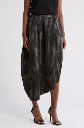 Patrizia Luca Asymmetric Hem Midi Skirt in Black at Nordstrom Rack, Size X-Large