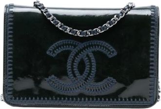 Chanel Pre-owned Cross Body Bags, female, Blue, Size: ONE SIZE Pre-owned Wallet on Chain