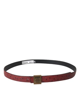 Dolce & Gabbana Womens Brown Leather Square Metal Buckle Belt