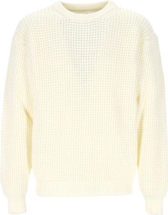 Family Fir$t Milano Maglia in lana FF - Heren - Ronde hals truien - Beige - M - Wol - Truien & Vesten
