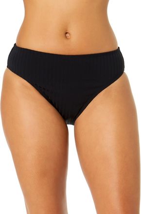 Anne Cole Womens Luna Snap Solid Clean Midrise Swim Bottom in Luna Snap Black at Nordstrom, Size X-Large