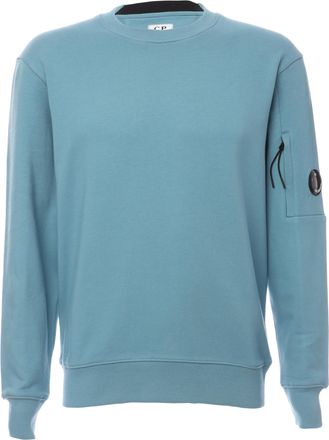 C.P. Company Mens C.P. Company Diagonal Raised Fleece Crewneck Lens Sweatshirt in Blue