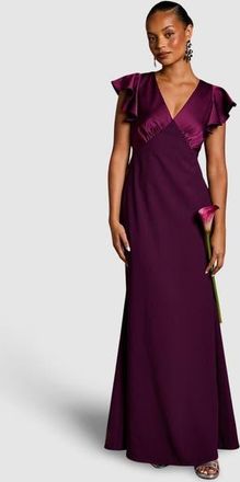 Coast Petite V-Neck Short Sleeve Maxi Dress in Fig at Nordstrom, Size 6P