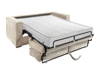 Vente-Unique Sof&aacute; cama de 4 plazas de apertura r&aacute;pida de pana rosa - Somier de l&aacute;minas anchas de 160 cm - Colch&oacute;n de 18 cm LORETO